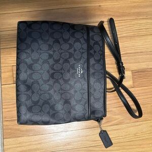 Never-Used: Coach Black Patterned Shoulder/Crossbody Bag